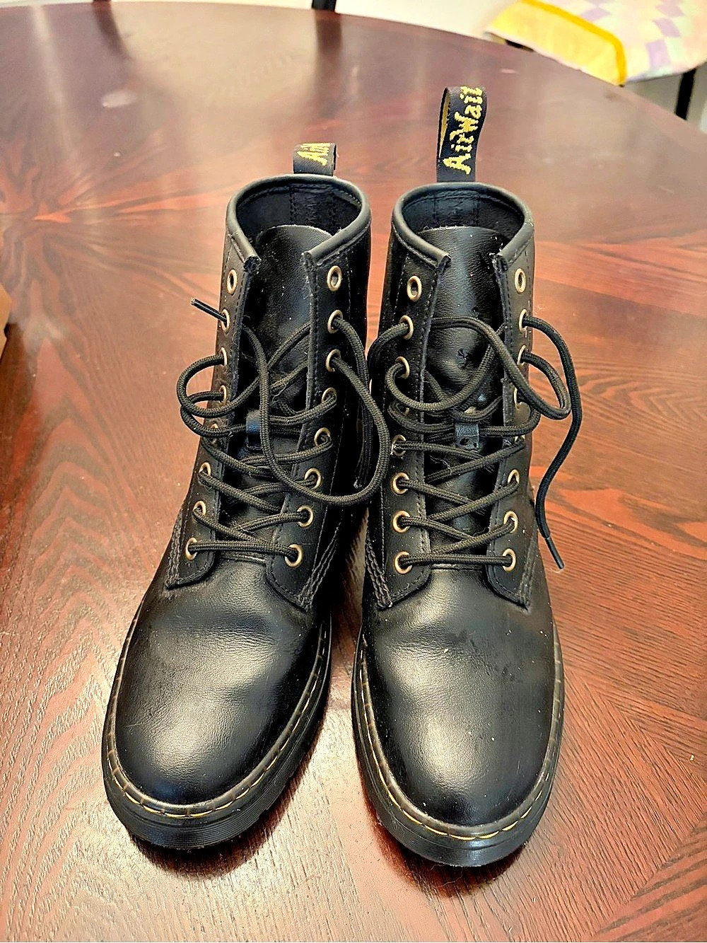 Dr. Martens Zavala 8-Eye Boot Black Combat Boots US 6